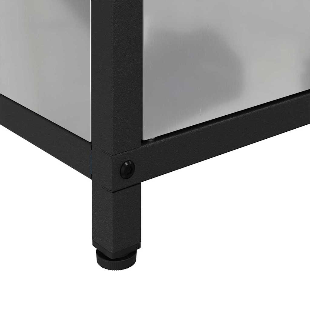 Kitchen Storage Cabinet with Shelf Silver Galvanised steel